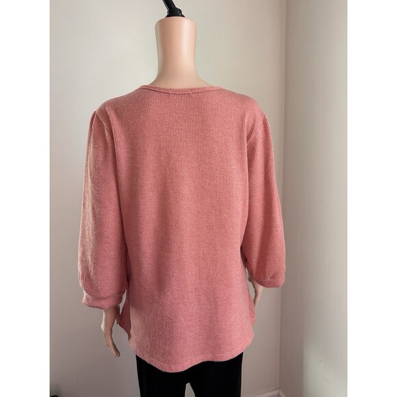 Cure sweater with rhinestones salmon XL Top 3/4 Length Sleeves Top Cute! - Picture 2 of 5